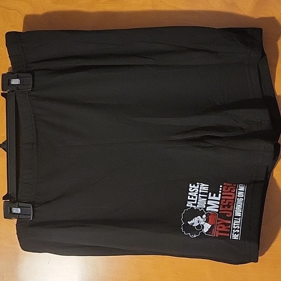 Womens Black / White / Red "Please Don't Try Me, Try Jesus" 2-Piece Shorts Set - Picture 6 of 11